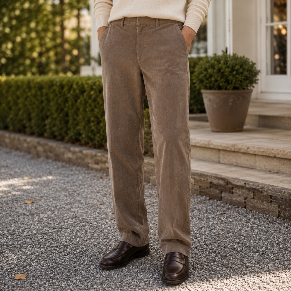 LL Bean Mens Classic Fit Corduroy Pants Tan Brown 36x30 Cotton 279000 Classic